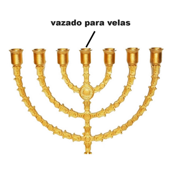 Candelabro Menorá Cristão Israel Judaico Igreja Dourado 30cm - Imagem 2