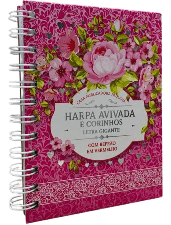 Harpa Grande Letra Hipergigante Capa Dura Espiral Floral Pink - cpp
