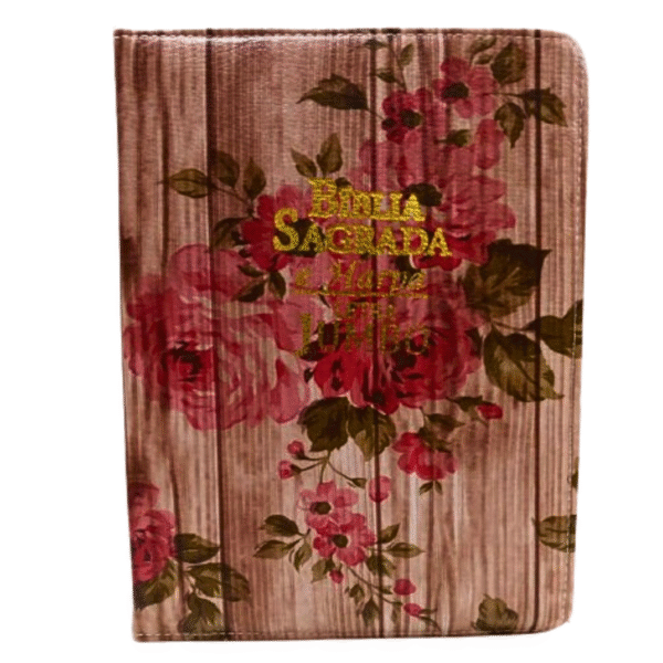 Biblia Letra Jumbo com harpa, com indice e capa com ziper kit com 2, Capa preta e Florida com rosas - Imagem 9
