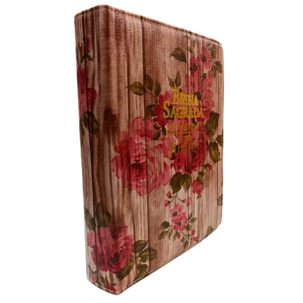 Biblia Letra Jumbo com harpa, com indice e capa com ziper kit com 2, Capa preta e Florida com rosas - Imagem 8