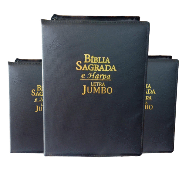 Biblia Letra Jumbo com harpa, com indice e capa com ziper kit com 2, Capa preta e Florida com rosas - Imagem 7